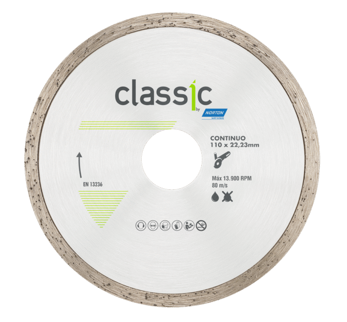 DISCO DIAMANTADO CONTINUO CLASSIC 110x22.23 NORTON SG ( CERAMICOS/PORCELANATOS )