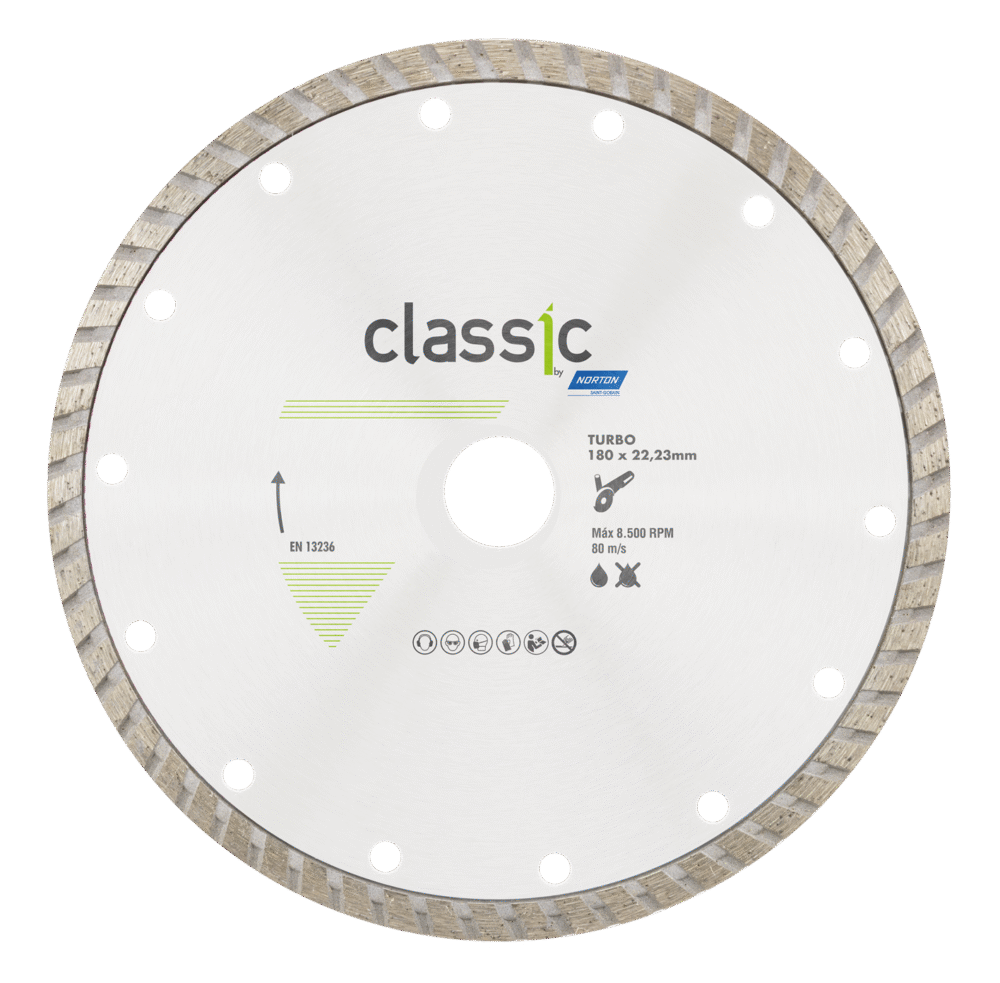 DISCO DIAMANTADO TURBO CLASSIC 180x22.23 NORTON SG ( MARMOLES/GRANITOS/PIEDRAS )