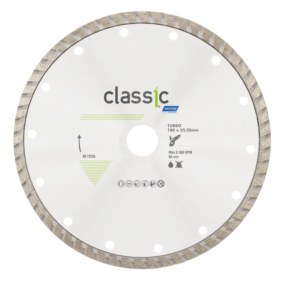 DISCO DIAMANTADO TURBO CLASSIC 180x22.23 NORTON SG ( MARMOLES/GRANITOS/PIEDRAS )