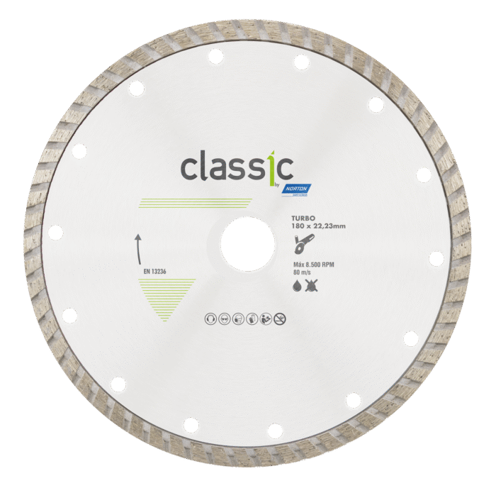 DISCO DIAMANTADO TURBO CLASSIC 180x22.23 NORTON SG ( MARMOLES/GRANITOS/PIEDRAS )