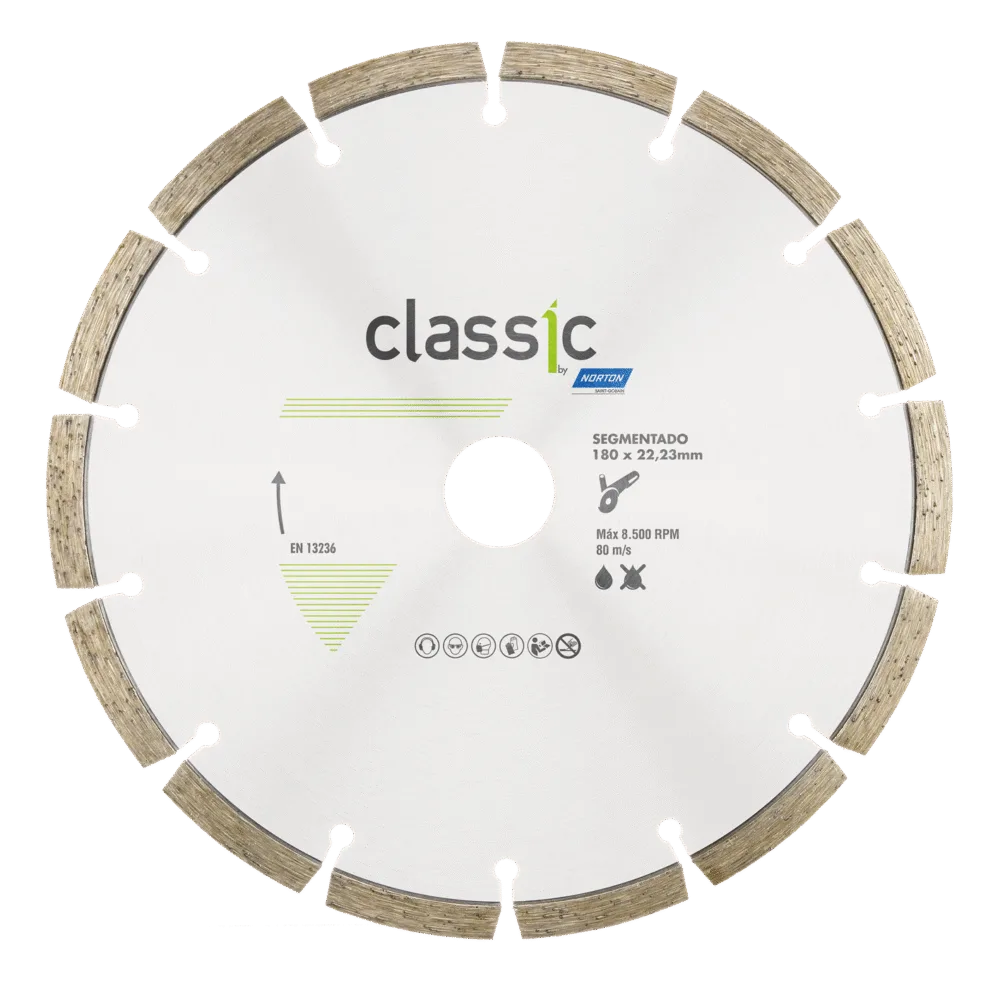 DISCO DIAMANTADO SEGMENTADO CLASSIC 180x22.23 NORTON SG ( CONCRETO/LADRILLOS/TEJAS )