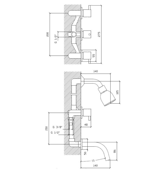 8030_B CUYEN DUCHA EMB. C/TRANSF. C. CERAMICO AQUALAF ( 8030 )