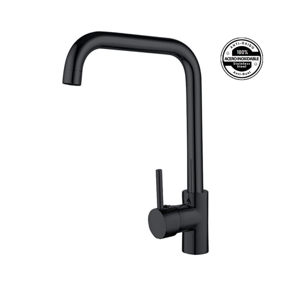 CD ROMA NERO MONOCOMANDO COCINA PICO ALTO RECTO AC. INOX. ( CJMSS18015NE )