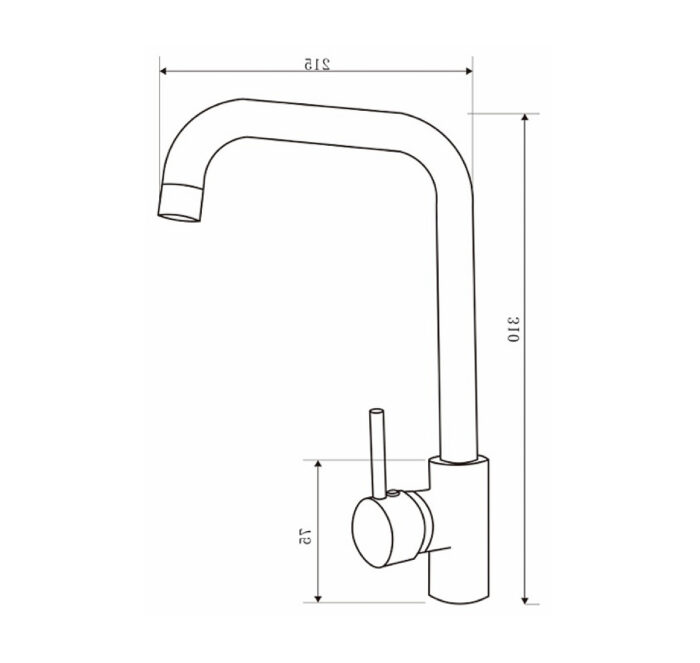 CD ROMA NERO MONOCOMANDO COCINA PICO ALTO RECTO AC. INOX. ( CJMSS18015NE )