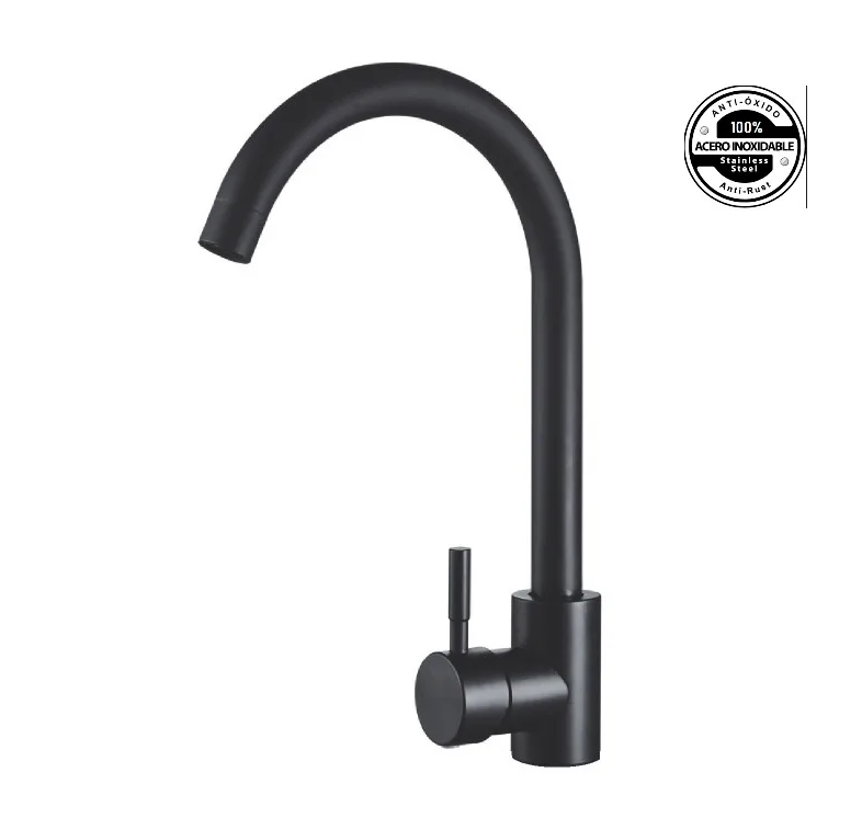 CD ROMA NERO MONOCOMANDO COCINA PICO ALTO CURVO AC. INOX. ( CJMSS3505DNE )