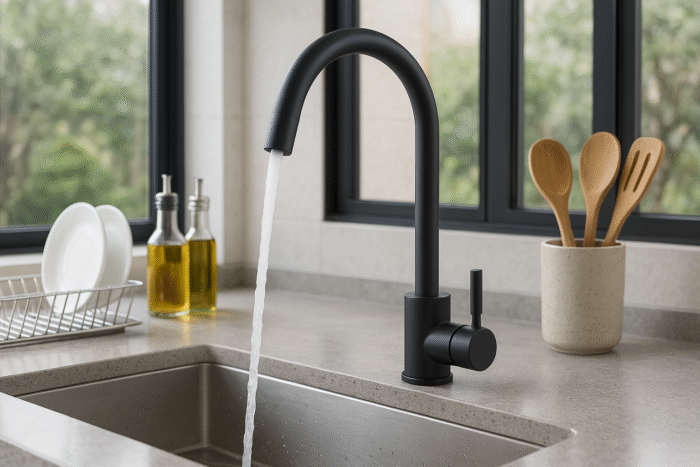 CD ROMA NERO MONOCOMANDO COCINA PICO ALTO CURVO AC. INOX. ( CJMSS3505DNE )