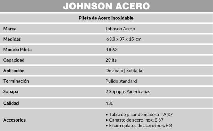 JOHNSON PIL. ACERO 430 DOBLE RR63 63x37x13cm