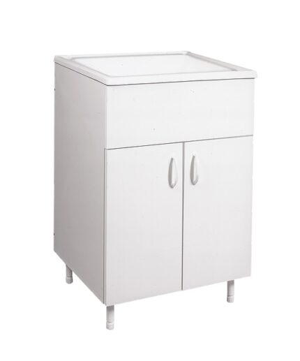 AMUBE TRENTO MUEBLE P/LAVADERO BCO. 57 x 46.5 x 83 cm 2 ptas. C/MESADA ACRILICO ( PARA ARMAR )