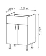 AMUBE TRENTO MUEBLE P/LAVADERO BCO. 57 x 46.5 x 83 cm 2 ptas. C/MESADA ACRILICO ( PARA ARMAR )