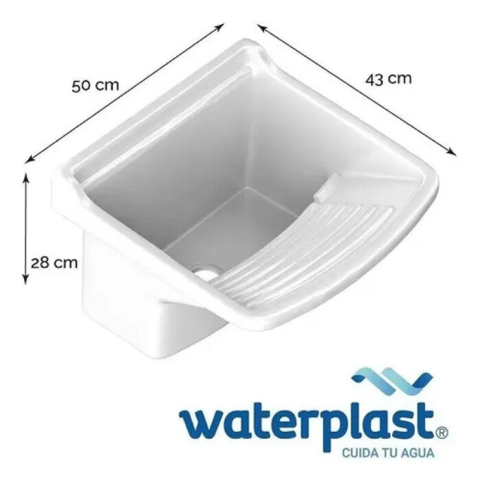 PILETA LAVADERO PVC BLANCA 15 LTS. WATERPLAST ( PB15 )