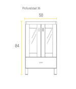 SCHNEIDER TERRA VETRO VANITORY BLANCO 50x57x36 2 puertas ( V50TVTXB )