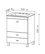 AMUBE VALI VANITORY BCO. 61 x 46.7 x 81 cm 1 pta. abatible 2 caj. C/MESADA LOZA 3 AG. ( PARA ARMAR )