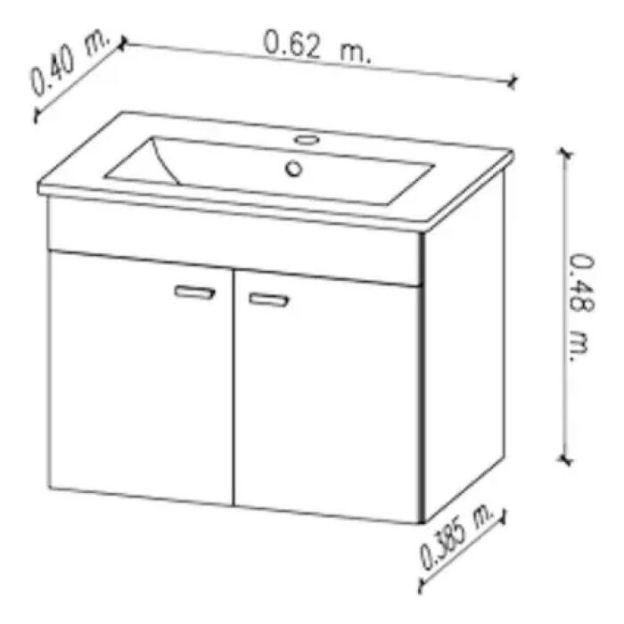 AMUBE NIZA VANITORY BCO. COLGAR 62 x 40 x 48 cm 2 ptas. C/MESADA LOZA 1 AG. ( PARA ARMAR )