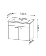 AMUBE NIZA VANITORY BCO. COLGAR 62 x 40 x 48 cm 2 ptas. C/MESADA LOZA 3 AG. ( PARA ARMAR )