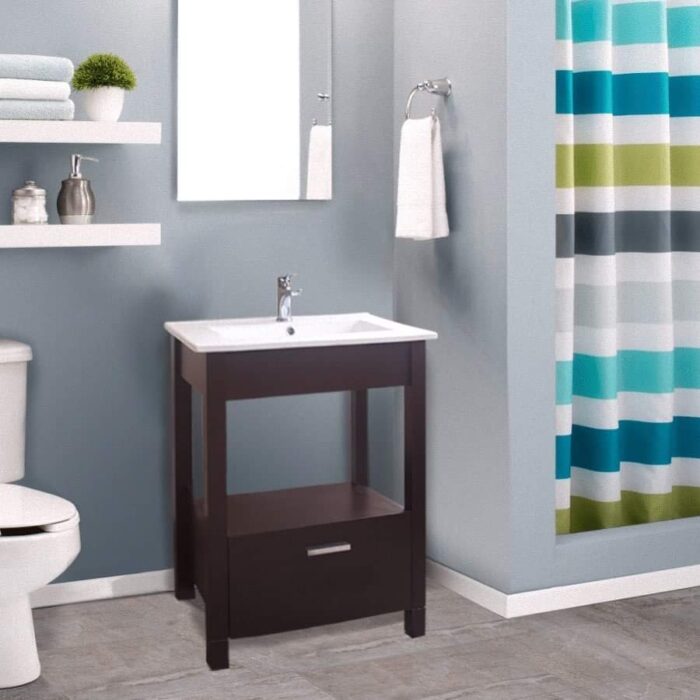 AMUBE MEDITERRANEO VANITORY WENGUE 62 x 40 x 82 cm 1 cajon C/MESADA LOZA 3 AG. ( PARA ARMAR )