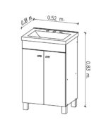 AMUBE ALBA VANITORY BCO. 52 x 38 x 83 cm 2 ptas. C/MESADA POLIURETANO 3 AG. ( PARA ARMAR )
