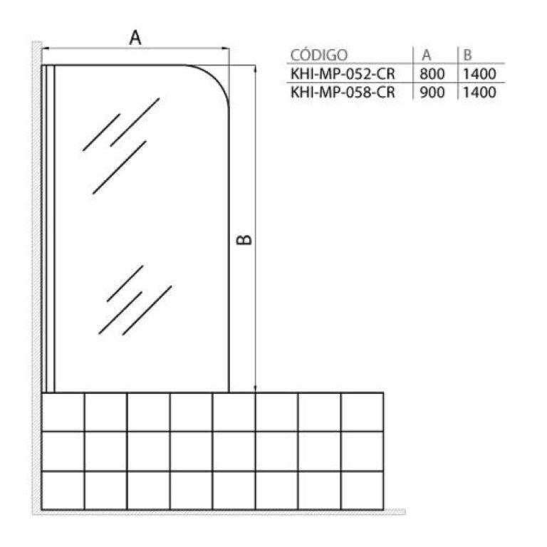 MAMPARA REBATIBLE 90x140cm CROMO cr/transp FERRUM (NM91A01)